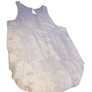 Wilfred small white semi sheer tank top lace detail  slit & button at neck